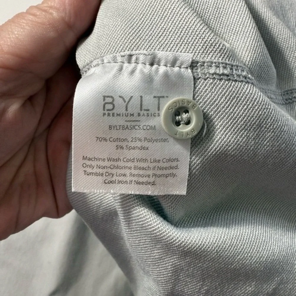BYLT Premium Basics Drop Cut‎ Henley Lux Grey Short Sleeve Shirt Mens Large